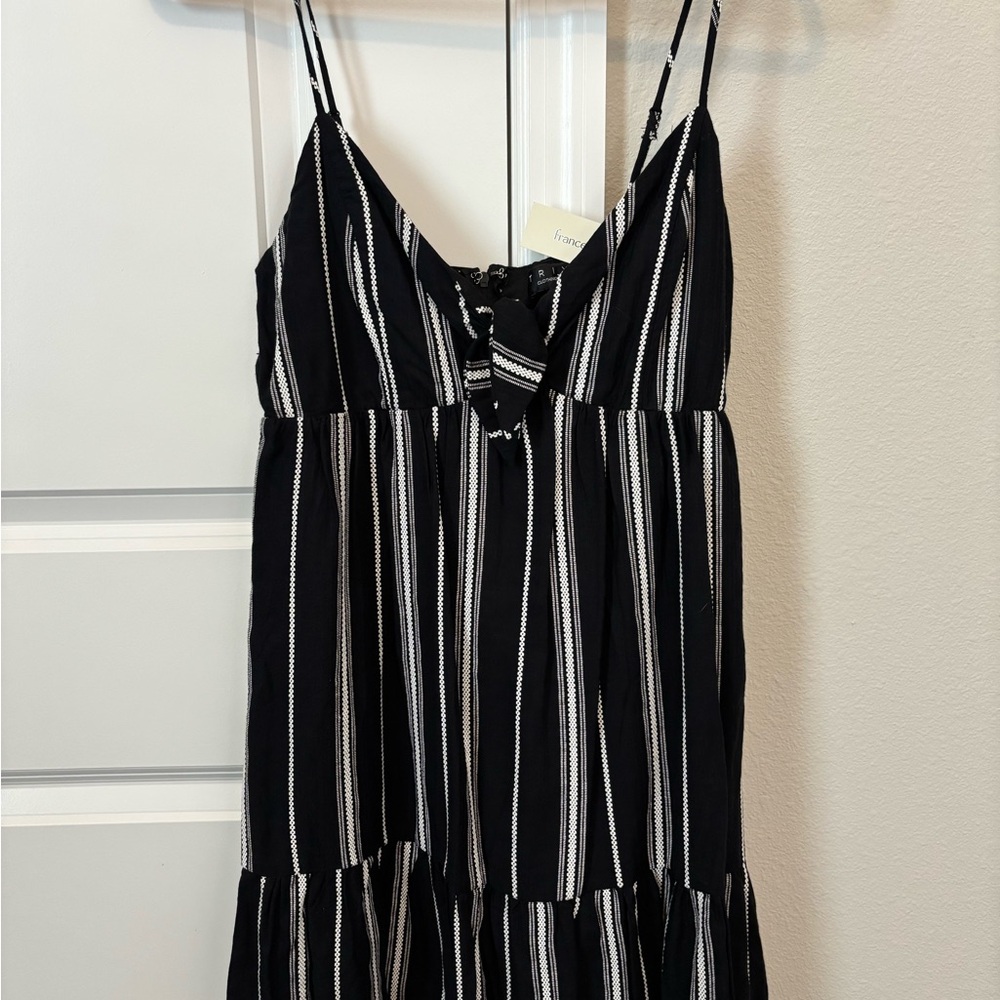 Francesca’s—Black and White Striped Tie Front Dress
